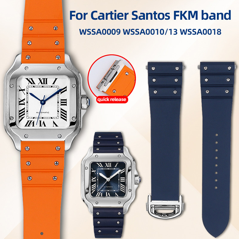 Cartier Watch Santos - สายนาฬิกาฟลูออโรรับเบอร์ 19 มม. 21 มม. สำหรับ