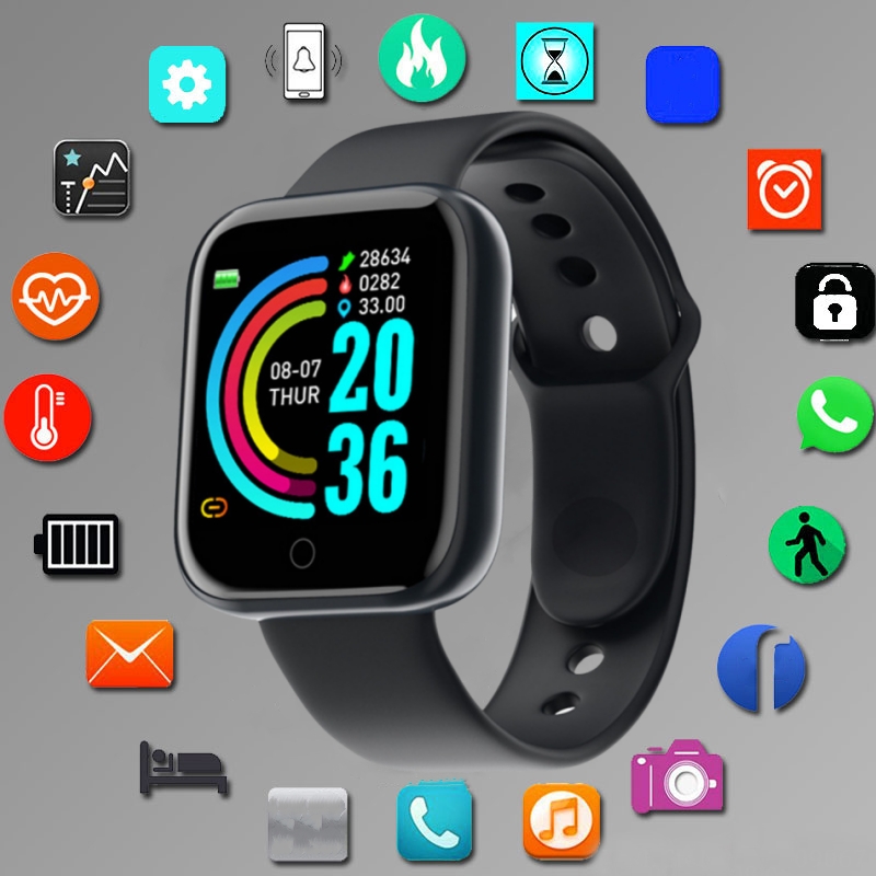 Smartwatch Digital Watches For Women - ผู้ชายSmartwatchนาฬิกาสมาร์ทกีฬานาฬิกาสร้อยข้อมือผู้หญิงฟิตเนสเด็กนาฬิกาข้อมือดิจิตอลอิเล็กทรอนิกส์นาฬิกาสีดําสําหรับAndroid IOS