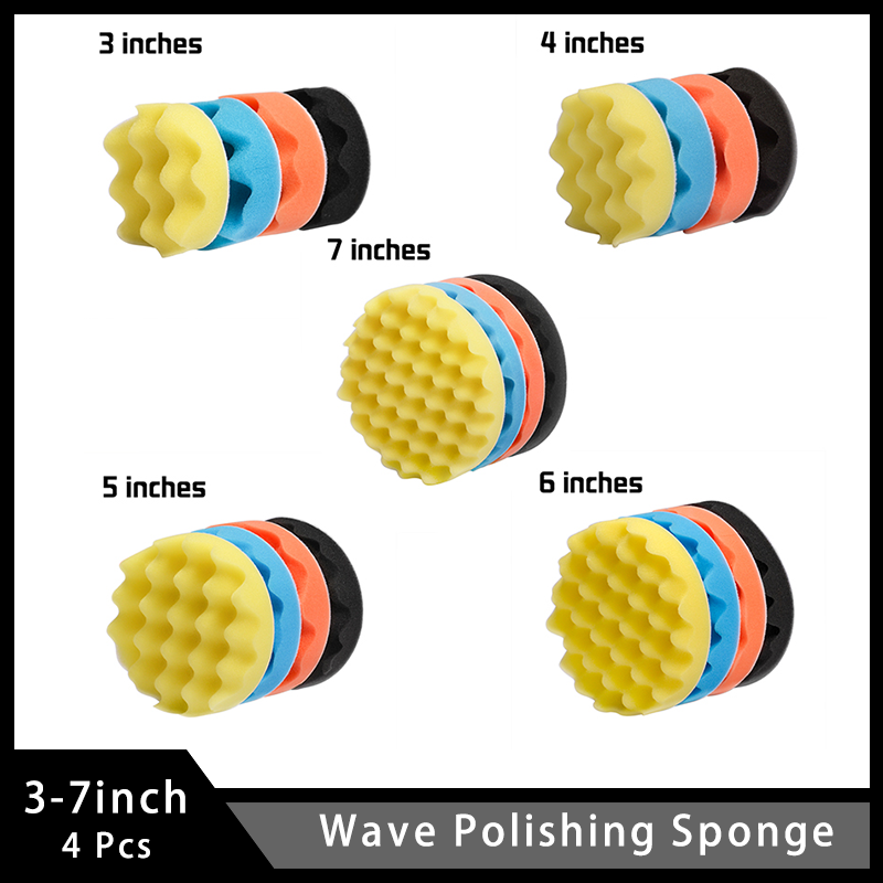 Watch Polishing Cloth - 4 ชิ้น 3/4/5/6/7 นิ้วบัฟเฟอร์บัฟเฟอร์ฟองน้ําขัด Pad Wax