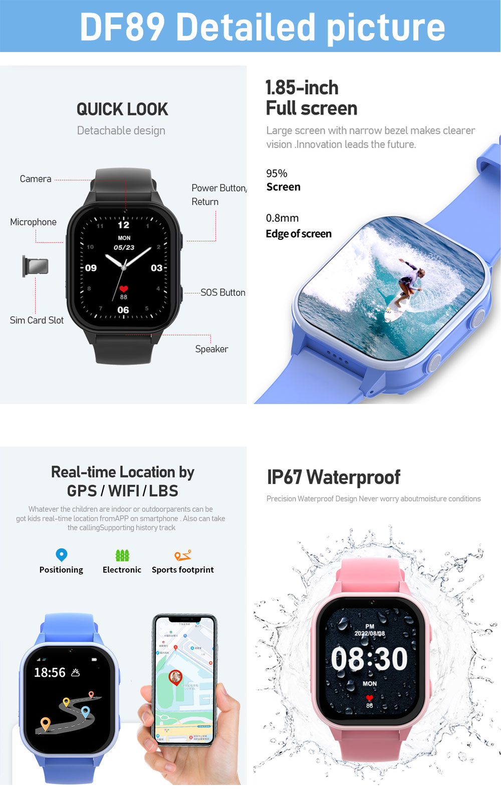 2G 4G เด็กสมาร์ทนาฬิกาโทรศัพท์ - Smartwatch Watches Gift For Boys On Birthday บทวิจารณ์และราคา